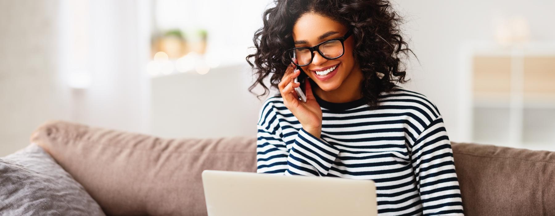 a woman on the phone