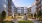 a courtyard between buildings